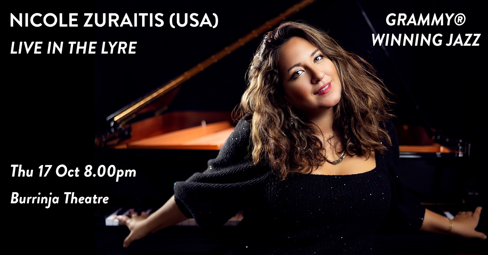 Grammy Award winning jazz by Nicole Zuraitis, U.S.A. Live in the Lyre - Thursday 17 October at 8pm | Burrinja Theatre