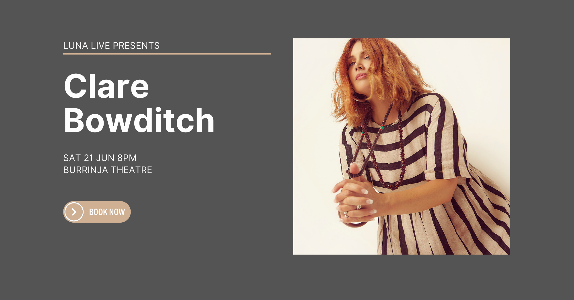 Clare Bowditch In Concert, Saturday 21 June at 8pm, Burrinja Theatre